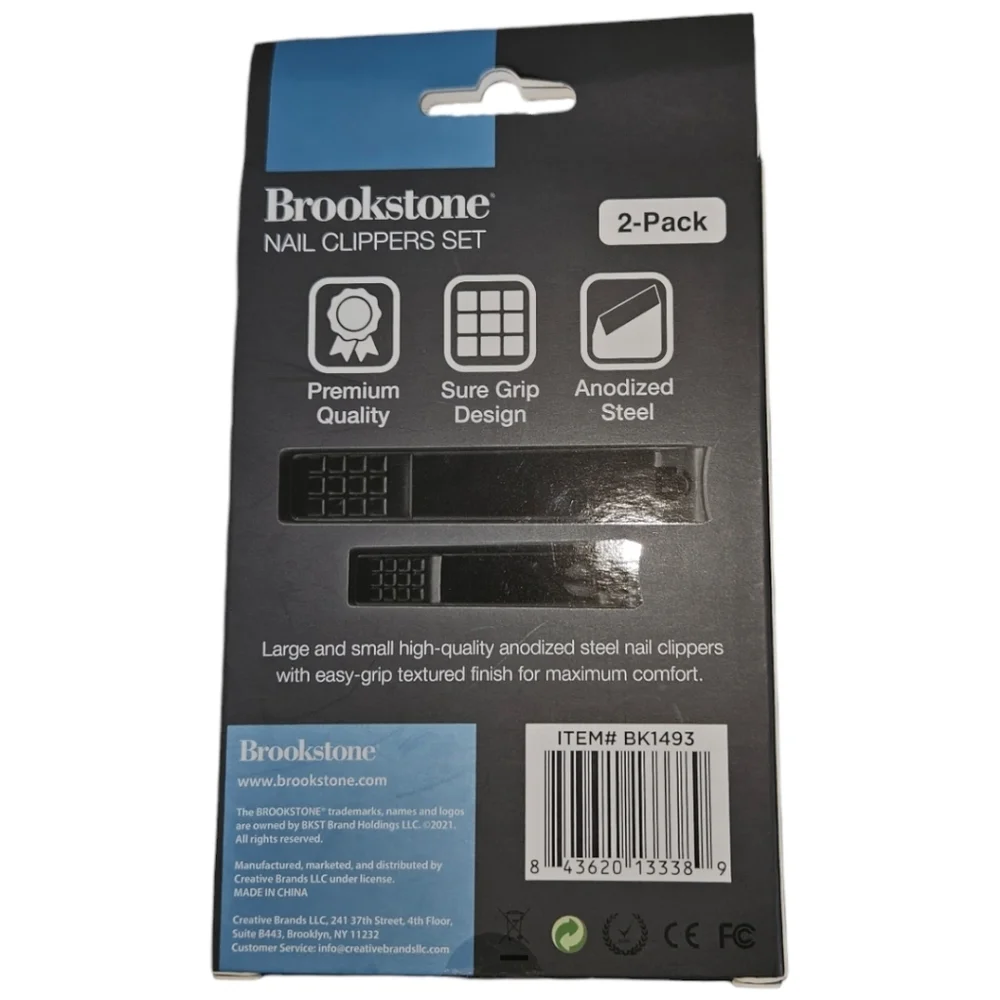 NWT Brookstone Black Coated Stainless Steel Nail Clipper Set